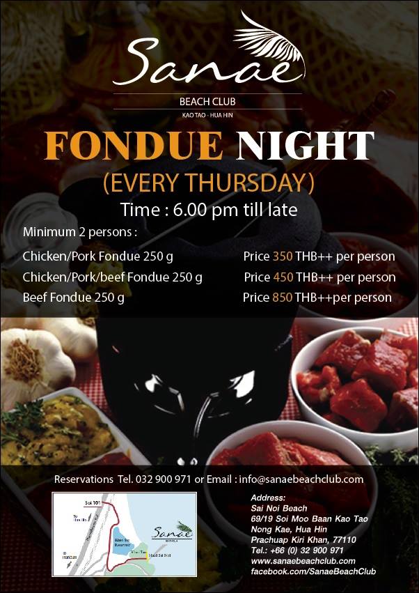 Fondue at the Sanae Beach Club Hua Hin