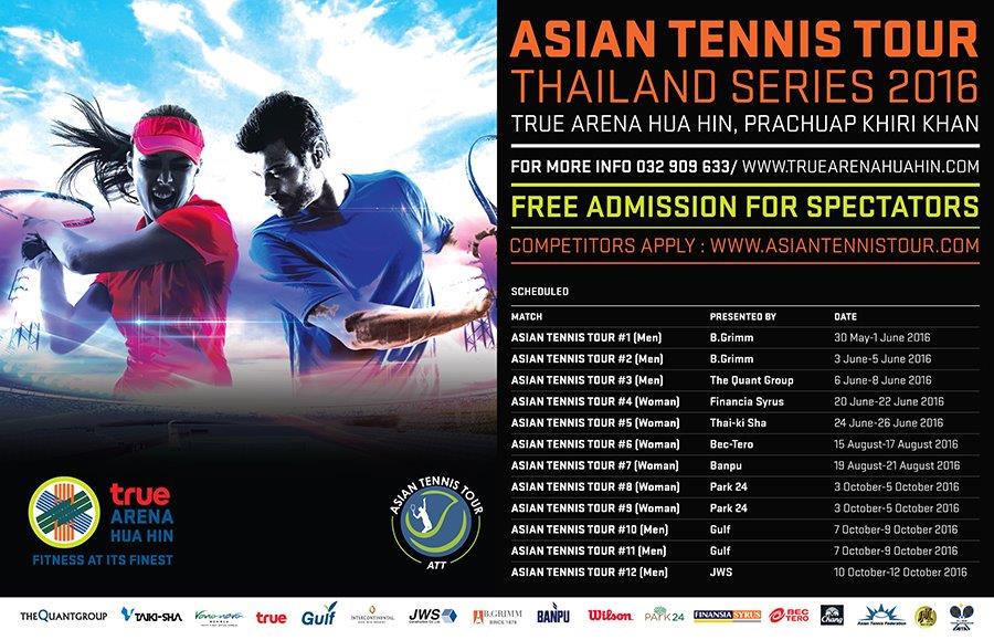 2016 Tennis schedule for True Arena in Hua Hin